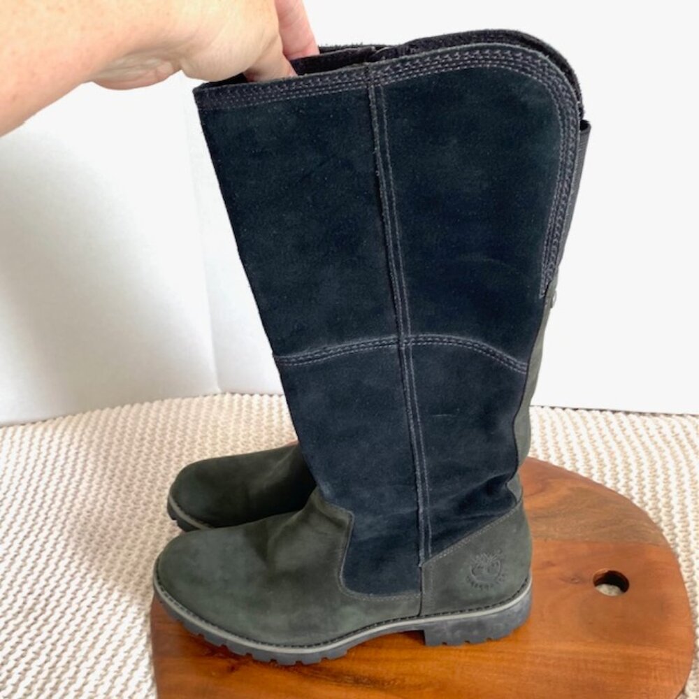 Timberland Earthkeepers Waterproof Tall Black Leather Suede Boots Style 17639